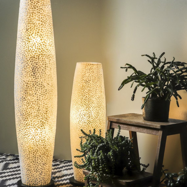 White Mother of Pearl Floor Lamp Elara