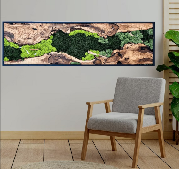 moss and wood wall art