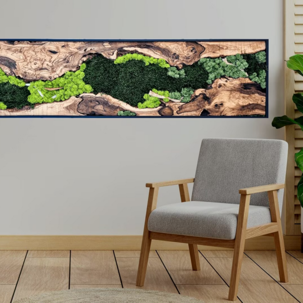 Olive Wood & Preserved Moss Wall Art