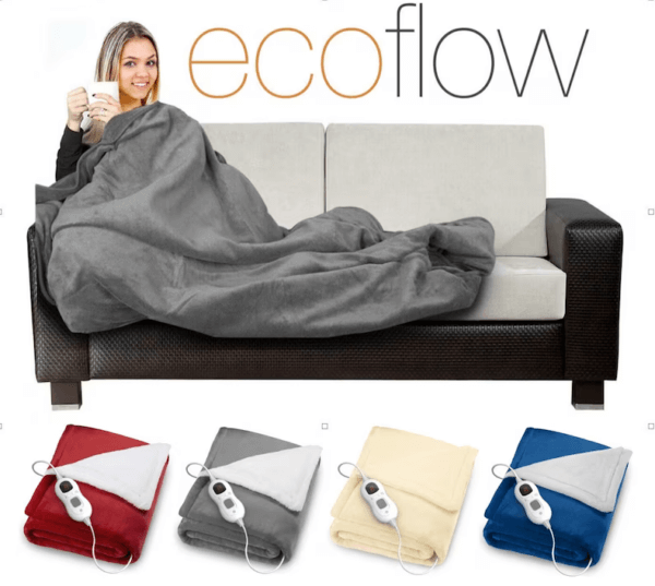 Electric heated throw fleece blanket